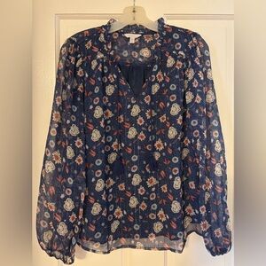 LUCKY BRAND Floral Blue Women's Top
